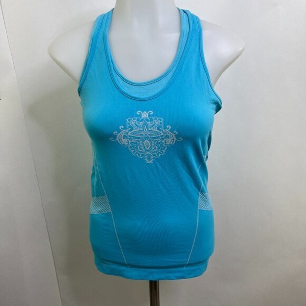 Athleta Seamless Stretch Stride‎ Tank Top S Womens Filigree Blue Athletic Yoga